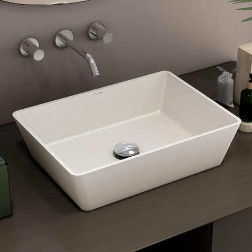 Image of Plantex Counter Top WashBasin for Bathroom /Granite Quartz Rectangle Tabletop Wash Basin /Vessel Sink Wash Basin Over Counter for Home /Restaurant (Grey Stone - 18 x 13 x 5 Inch)
