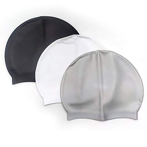 koreatrends Swim Caps Silicone Swim Cap Protection Silicone Swim Cap Silicone Swim caps (3p(gray1+black1+white1))