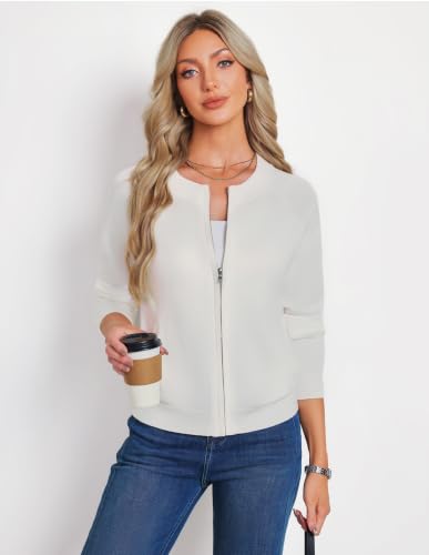 Image of GRACE KARIN Womens Long Sleeve Zip Up Cardigan Sweaters Lightweight Sweater Jacket Knitted Fashion Clothes