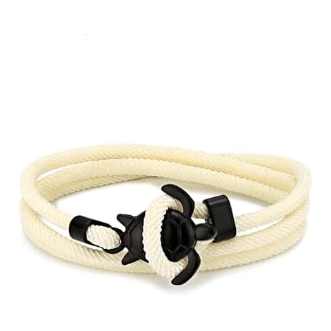 HuiApparel Sea Turtle Wrap Bracelet - Unique Design, Adjustable Nylon, 21" Length (Creamy White) Cover