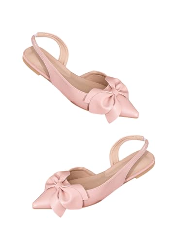 Image of Verdusa Women's Bow Pointed Toe Flat Shoes Slingback Flats Dress Shoes