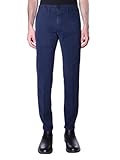 Re-Hash P249-7691 Mucha pantalon slim fit poche américaine, micro fantaisie bleu marine, fabriqué en Italie