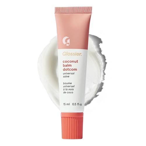 Glossier Balm Dotcom Hydrating Lip Balm - Universal Salve, Up to 12Hr Moisture - Lanolin, Beeswax & Castor Oil for Dry Lips, Cuticles & Skin - Coconut, Clear Untinted, 15ml