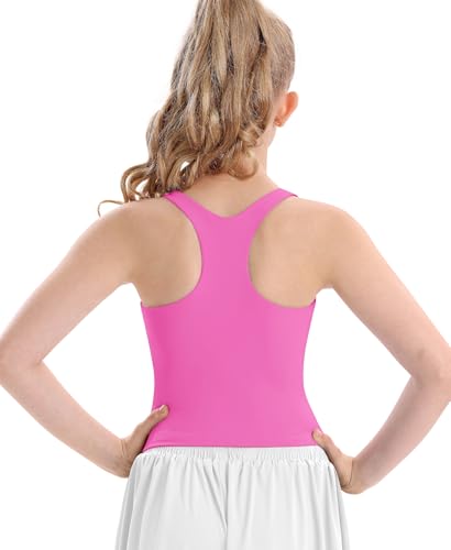 Image of DOCUMO Girls Tank Tops Double Lined Racerback Crop Tops for Kids Sleeveless Workout Tops for Dance, Yoga, Running, Sports