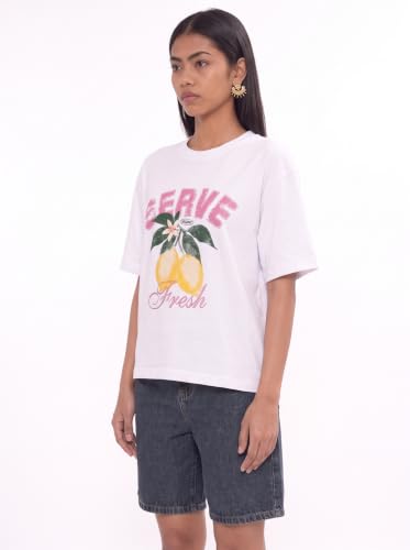Image of Amazon Brand - Serve Women's Oversized Graphic T-Shirt | Cotton Printed Crew Neck Tee | Half Sleeve Loose Fit