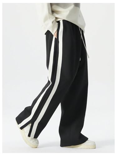 Men's Big and Tall Striped Baggy Sweatpants Drawstring Waist Wide Leg Track Pants Casual Trousers Streetwear3