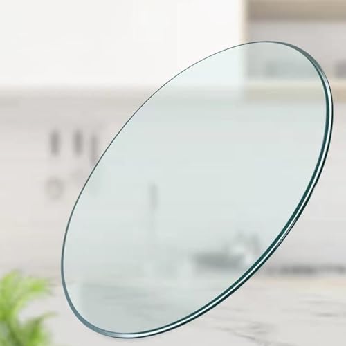 BVDHASDBT Plateau de Table en Verre Trempé Transparent Rond (55 cm) - 1,27 cm d'Épaisseur, Qualité Supérieure, Avec Coussinets Antidérapants