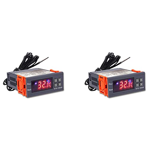 Gvvsjgdbis 2X Termostato Digital de Alta Precisión STC-3000 para controlador de temperatura de incubadora