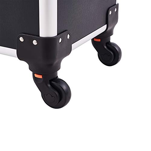 OUDMAY by Amazon - Makeup Case - Professional Rolling Cosmetic Travel Organizer With Mirror and Independent Lid Black