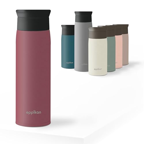 eppikan EppiToGo Termo de Acero Inoxidable, taza aislada, Travel Mug, Coffee-to-go, Taza para Coche, 350 ml, 500 ml, taza de viaje, antigoteo con Apertura de 360º higiénica (Bordeaux, 500 ml)
