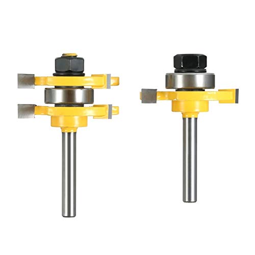 2 Piezas de 3/4 de 1/4 caña de Garganta de apéndice Router bit Set 3 Dientes en Forma de T de Madera Fresa for Tratar Madera Torno DIY Accesorios CarpinteríA