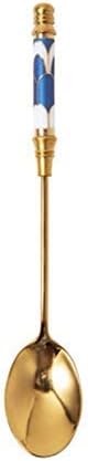 Dinner Spoon Set Stainless Steel Coffee Spoon Ceramic Long Handle Spoon Sterling Spoon Gold Plated Dessert Spoon Brilliant Dinner Spoon/Soup ladle (Color : E) (E)