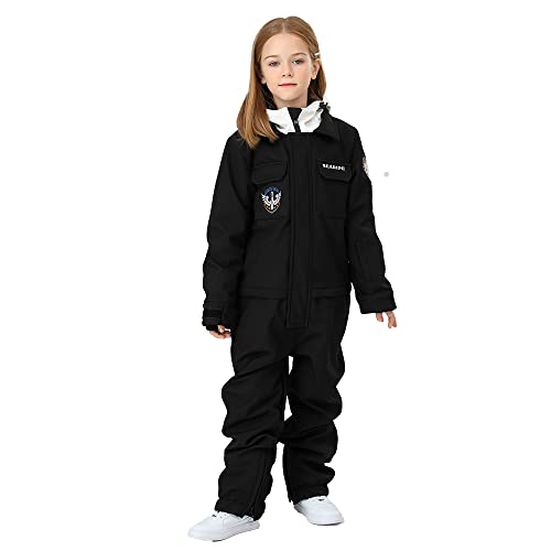 Image of HOTIAN Kids One Piece Snowsuits Girls Ski Suits Overalls Waterproof Insulated Snow Wear Outfits Snowboarding Jackets