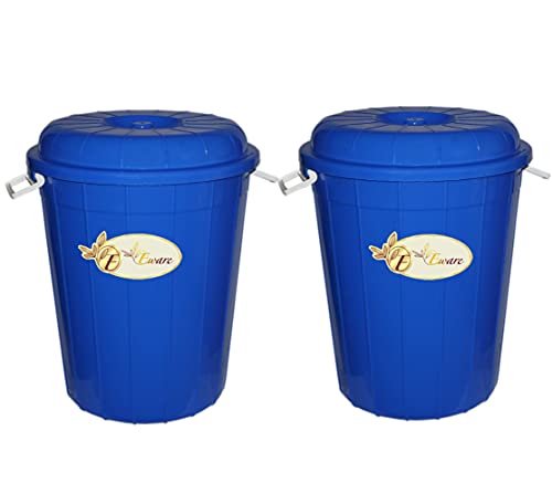 Image of E-Ware Multipurpose Plastic Storage Bucket Drum 100 LTR with Lid (2, Multi Color)