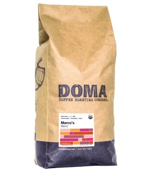 Doma Coffee Roasting Company "Marco's Organic Blend - Espresso" Dark Roasted Fair Trade Organic Whole Bean Coffee - 5 Pound Bag