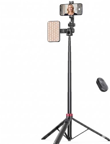 Trépied à selfie avec lumière LED pour corriger les vidéos sombres et stabiliser le téléphone