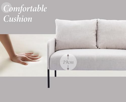 chairus Sofa 2 Sitzer Leinen Doppelsofa für Wohnzimmer Couch Sofa Kleines Apartment Modern Mini Couch für Schlafzimmer (Beige)