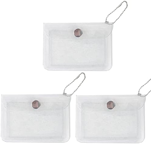 3 Pcs Transparent Card Holder Keychain Wallet Small Coin Purse Mini Change Pouch Waterproof Card Case for Women Girls (Glitter Clear)