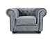 Produktbild Sessel Chesterfield Asti - Couch, Couchgarnitur, Couchsessel, Loungesessel, Stühl, Holzfüße - Glamour Design, Velours (Grau (Velvet 10))