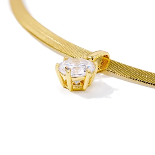 JTV 2.97 CT Cubic Zirconia Herringbone Necklace for Women - Sterling Silver - Elegant Diamond-Look Pendant - Wedding, Special Occasion, & Everyday Jewelry Gift with Gift Box - 18"3