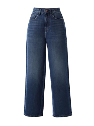 Image of ONLY Women's Solid Wide Leg High Rise Black Jeans