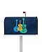 Magnetic Mailbox Cover Music Instrument Guitar Blue Standard Size Removable Post Letter Box Cover Waterproof Garden Yard Outdoor Decoration