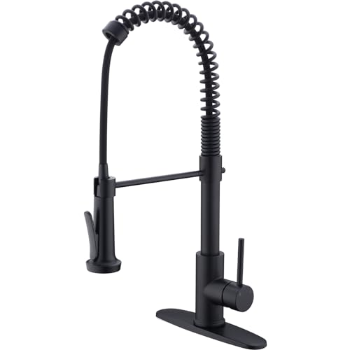 Robinet de cuisine en acier inoxydable noir mat style commercial haut de gamme à douchette amovible