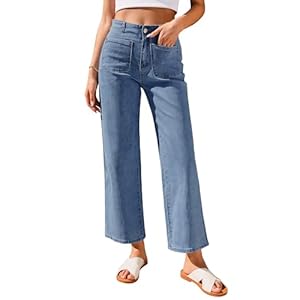Baggy Jeans Damen High Waist Straight Leg Jeans Mit Taschen 7/8 Hose Damen Sommer