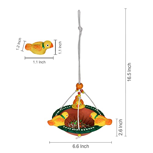 Image of ExclusiveLane Terracotta Bird Feeder Hanging for Balcony|Bird Feeder Water And Food Outdoor Garden Decoration Hanging Bird Feeder for Balcony Bird Feeder Terracotta Decor Backyard Bird Feeder Hanging|