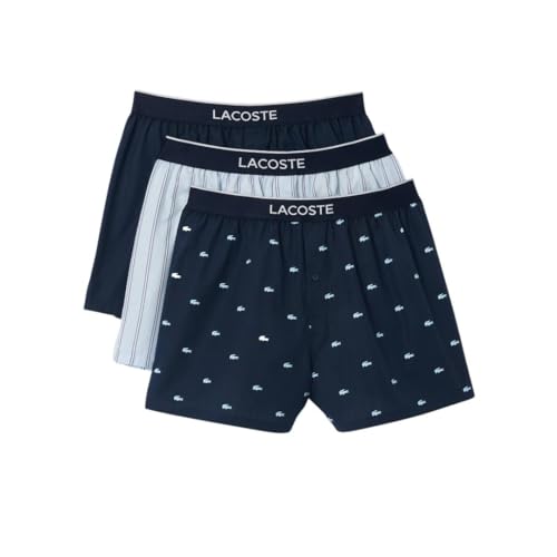 Lacoste Men's Cotton Stretch Mini Croc Print Boxers, 3-Pack