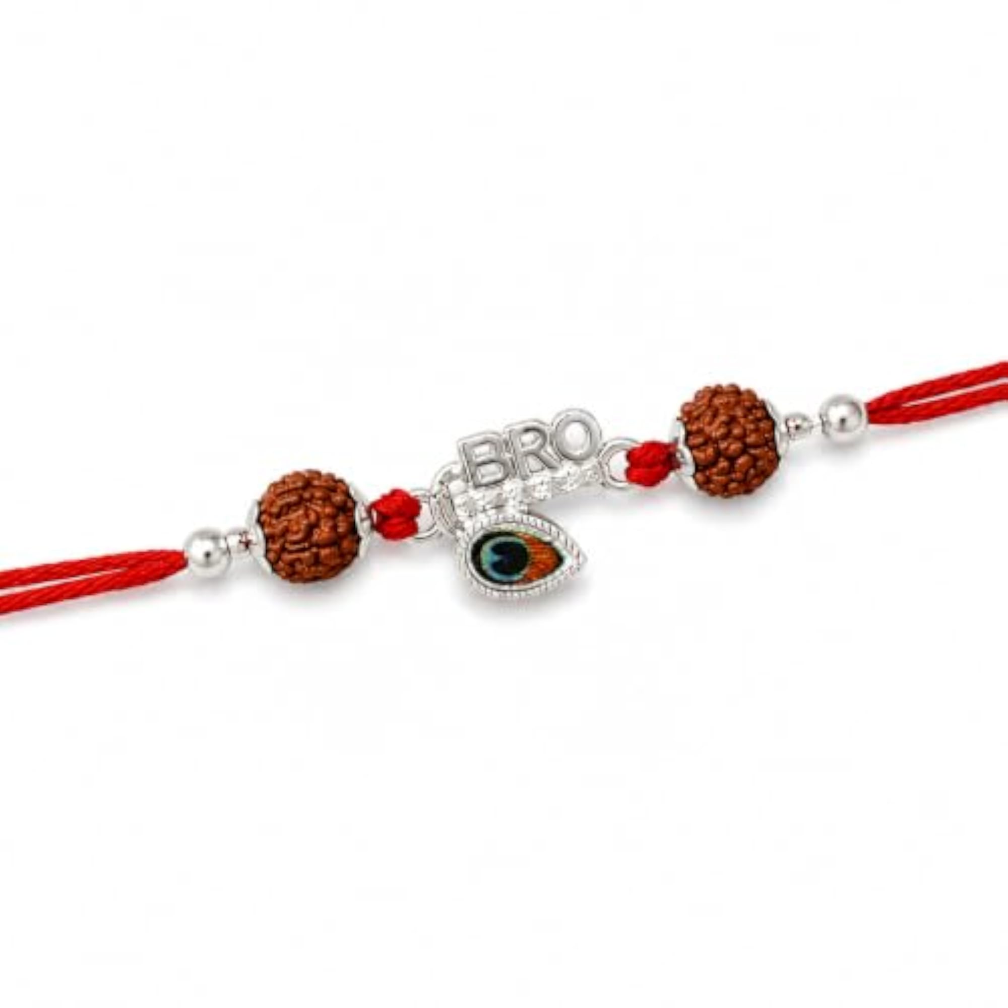 Krishna Bro Kavach Silver Rudraksha Rakhi for Brother