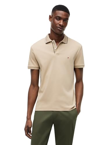 Image of Tommy Hilfiger Men's Short Sleeve Casual Polo Shirts in Slim Fit with Liquid Cotton and Cuff Designs