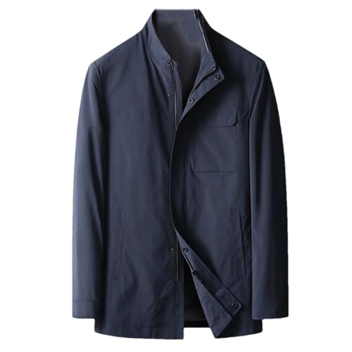 Disimlarl Men Thicked Business Coat Solid Zipper Stand-Up Collar Jacket Formal Slim Fit Casual Jackets