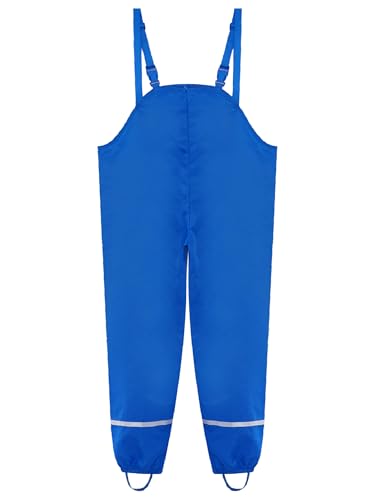 FEESHOW Boys Girls Waterproof Rain Bib Pants Water Resistant Overalls Pants Kids Mud Dirty Proof Rain Suspender Trousers3