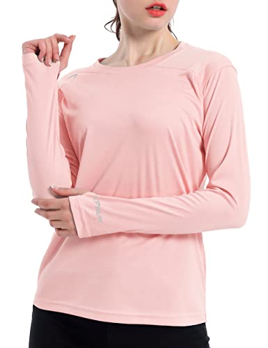 Women's UPF 50+ UV Sun Protection Shirt Outdoor Performance Long Sleeve Rash Guard Shirts for Hiking,Swim,Fishing(Pink,S)