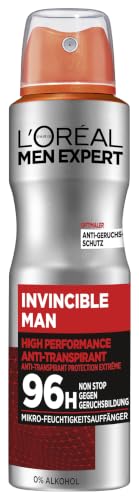 L'Oréal Men Expert Deo für Männer, Effektives Deospray gegen Geruchsbildung für bis zu 96 Stunden Frische, Invincible Man, 6 x 150 ml