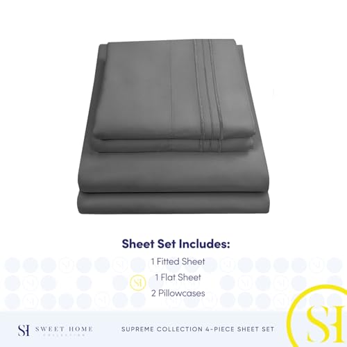 Sweet Home Collection Bed Sheets Gray thumbnail 4