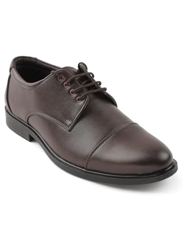 Image of Liberty Fortune HML-13E Men's Formal Oxford Shoes - Black, Brown - Synthetic Leather Lace-Up with Cushioned Footbed - Stylish Office Footwear - Comfortable and Lightweight