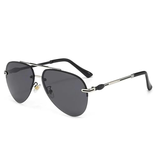 PPFVVTV Gafas de sol para hombre y mujer, populares, vintage, para exteriores, conducción, ciclismo (plateadas y negras)