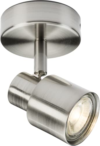 Knightsbridge GU10 Adjustable Spotlight, Pressed Steel, 50 W, Brushed Chrome CSP1BC