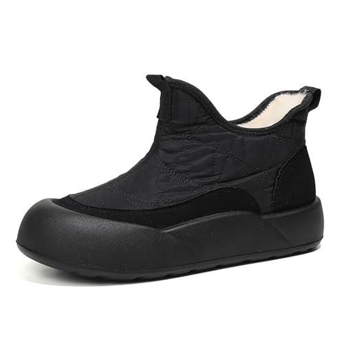 MlYJmer Botas de Nieve para Mujer, Zapatos de algodón, cómodos, cálidos, Casuales y fáciles de Poner,Negro,36 EU