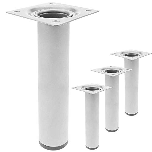 PrimeMatik - Pies Redondos para Mesa y Mueble. Patas en Acero Gris de 25cm 4-Pack