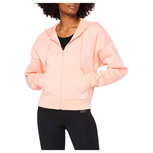 adidas Dam W Bos Aop Fz Hd Sweatshirt Haze korall/vit XXS