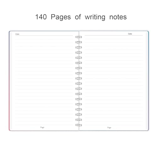 Mohailin Spiral Notebook, 140 Pages, 5.63 x 8.27 inches, 120 GSM Premium Paper, Red-Blue Gradient Cover with Back Pocket Mohailin Spiral Notebook, 140 Pages, 5.63 x 8.27 inches, 120 GSM Premium Paper, Red-Blue Gradient Cover with Back Pocket - Image 3