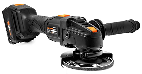 Image of WEN Cordless Angle Grinder, Brushless with 20V Max 4.0 Ah Lithium-Ion Battery and Charger (20944), Black