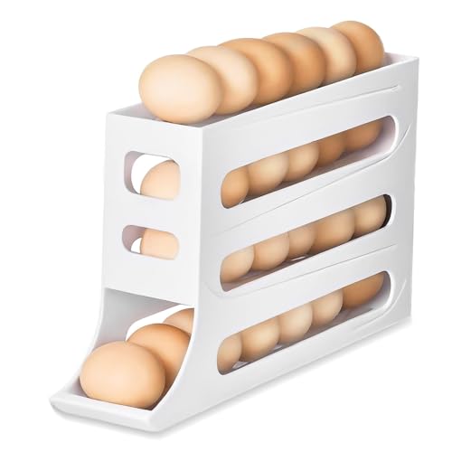 Soporte de huevos para 30 huevos, bandeja de huevos para refrigerador, organizador de huevos apilable, dispensador automático de huevos para almacenamiento en nevera, contenedor de almacenamiento de Soporte de huevos para 30 huevos, bandeja de huevos para refrigerador, organizador de huevos apilable, dispensador automático de huevos para almacenamiento en nevera, contenedor de almacenamiento de