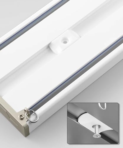 Heavy Duty Adjustable Ceiling Mounted Curtain Track 3.3ft-16.5ft Aluminum Double Rail with Nano Rollers for Smooth Operation, Perfect for Curtains & Drapes, Size 15.1ft/4.6m