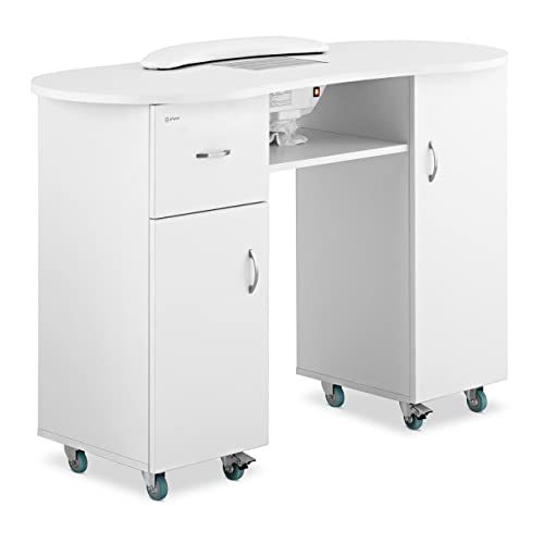 Physa Phy-MT-7 Nageltisch 1.200 x 503 x 803 mm 1 Weiß mit Staubabsaugung und HandablageManiküretisch Nagelstudio-Tisch…