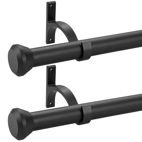 2 Pack Telescoping Curtain Rods, 1Inch Diameter Drapery Rods 28-48Inch Length Adjustable Rod with Brackets Window Treatment-Frosted Black by Kemmie - Used condition - CA$34.67