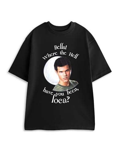 Vanilla Underground Twilight Jacob Damen T-Shirt in Schwarz | Wo Waren Sie, Loca? Grafik-T-Shirt | Kurzarm-Freizeitoberteil | Twilight Saga Film Merchandise – Medium